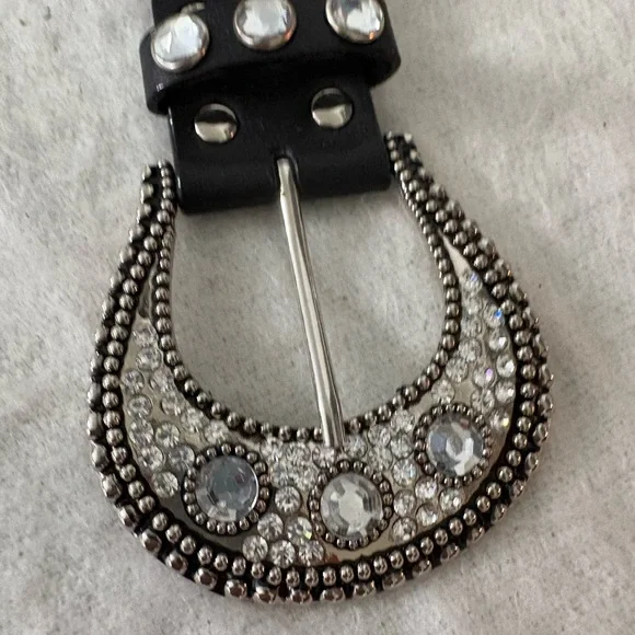 Black Studded Belt with Silver AccentsFits 30”-34” waist - Picture 2 of 3